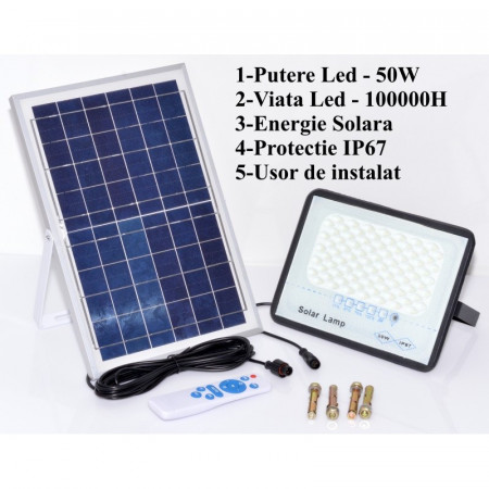 Lampa led 50W cu panou solar si telecomanda - Img 2