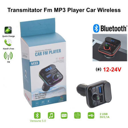 Modulator FM auto cu Bluetooth V5.0 / M33