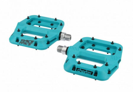 Pedale profesionale Race Face Chester, material compozit, 16 pini, culoare turquoise