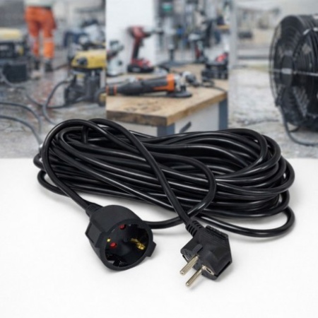 Prelungitor negru 3x1,5mm², lungime 10m, cu stecher si cupla cauciucata, 250V AC 10A, 2500W - Img 2