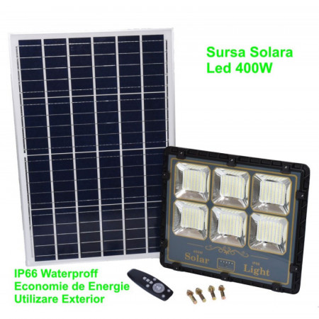 Proiector LED 400W cu panou solar si telecomanda - Img 3