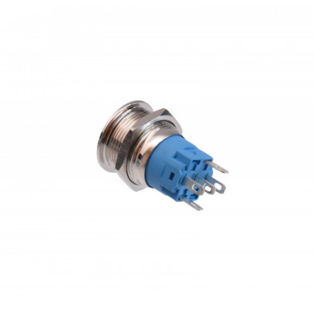 Push buton 5-24V / 19mm cu LED albastru si simbol play - Img 3