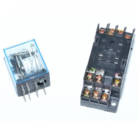 Releu 12V DC , electromagnetic 11 pini cu soclu - Img 2