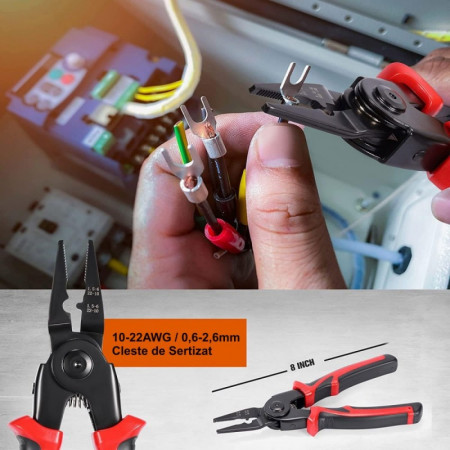 Set cleste multifunctional 5 in 1: patent, dezizolator, sfic, cleste sertizare, foarfeca - Img 2