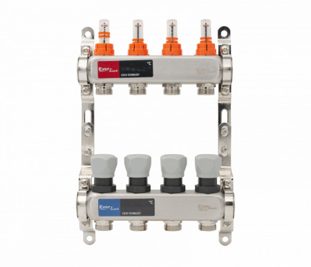 Set distribuitor INOX cu debitmetre 1"- 4 cai