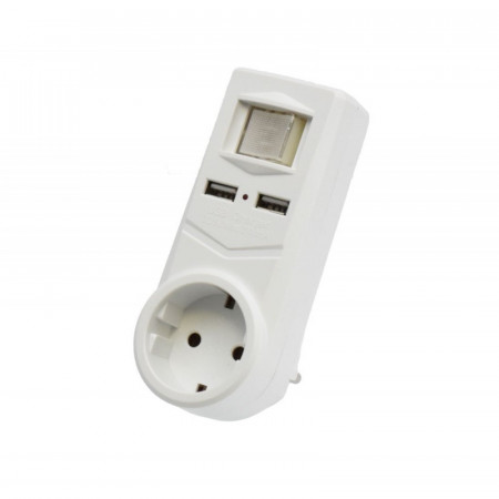 Triplu stecher cu 1 Schuko + 2 USB si intrerupator - Img 3