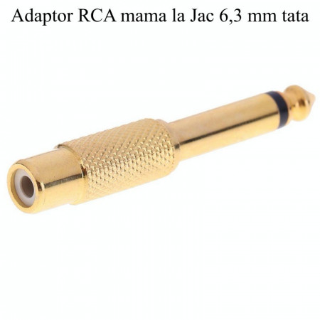 Adaptor Jac 6,3 tata mo - RCA mama , auriu