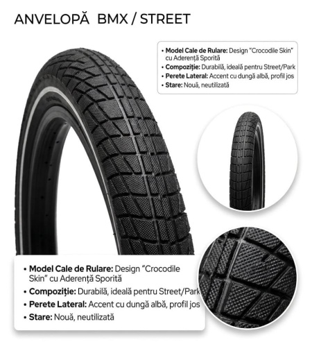 Anvelopa cauciuc bicicleta 20x2.125 BMX strada - Img 2