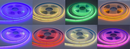 Banda COB LED - flexibil - 252LED/M - 12W/ML - rola 5 metri: roz, alb, rosu, mov, albastru, verde, galben
