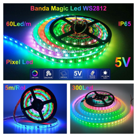 BANDA LED WS2812 DIGITAL PIXEL 5050 RGB 60D-5V / IP65 - Img 2