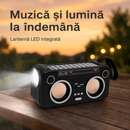 Boxă Portabilă Bluetooth 6W cu 2 Panouri Solare, Radio FM SZ-L20 MINI - Img 2