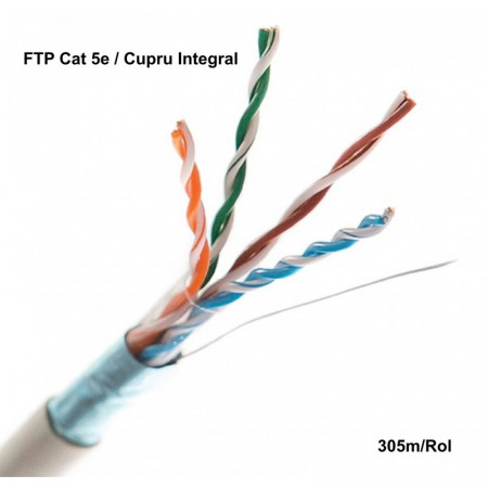 CABLU FTP CAT. 5E CUPRU INTEGRAL 0.50MM / 24AWG ROLA 305ML THB