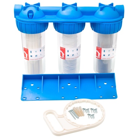 Filtru apa triplu cu carbune, bumbac si sita, 3x3/4&quot;x10 - Img 2