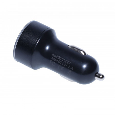Incarcator auto 2 X USB 3,1A cu voltmetru - Img 3