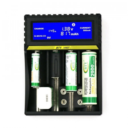 Incarcator Digital Inteligent de Li-Ion, Ni-Mh, Ni-Cd pentru R3, R6, 18650, 9V - Img 5