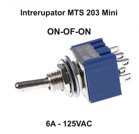 Intrerupator mini basculant, ON-OFF-ON, MTS-203 - Img 2