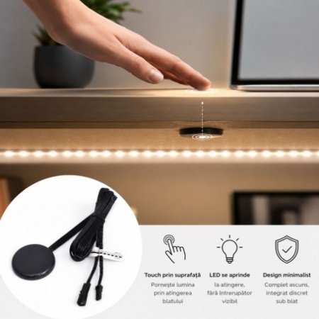 Intrerupator Senzor Touch pentru Banda LED Sub Mobilier - Img 3