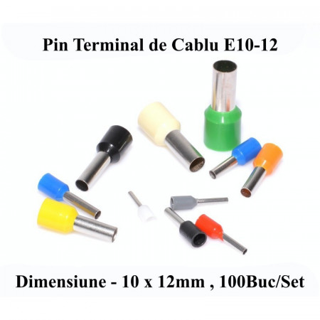 Pin terminal de cablu E10-12 crem , 100Buc/Set