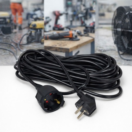 Prelungitor negru 3x1,5mm², lungime 5m, cu stecher si cupla cauciucata, 250V AC 10A, 2500W - Img 3