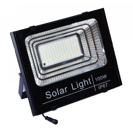 Proiector cu panou solar, senzor de lumina si telecomanda 100W - Img 2