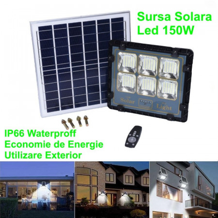 Proiector LED 150W cu panou solar si telecomanda - Img 3