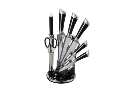 Set cutite 8 piese Zilan ZLN1634, Suport inclus, Otel inoxidabil 3CR13, Compatibil masina de spalat vase