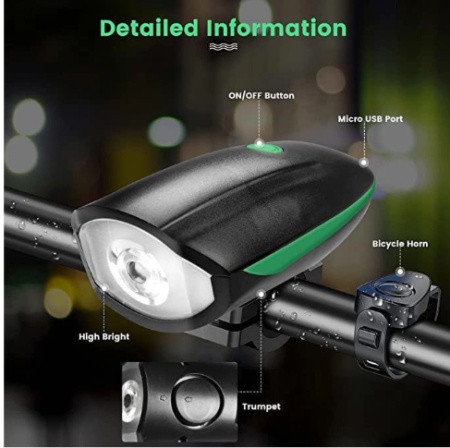 Set far si stop led pentru bicicleta cu incarcare USB si telecomanda - Img 3