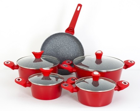 Set oale 9 piese, Zilan ZLN-3260, Material aluminiu, Interior granit, Compatibil inductie