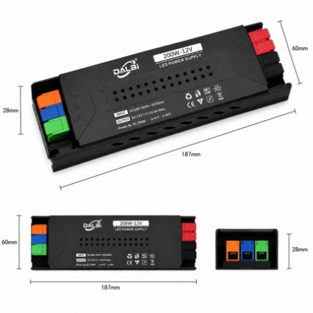 Sursa Alimentare LED 12V 200W 16.6A Slim cu Conectare Rapida Push-In, Carcasa Aluminiu - Img 3
