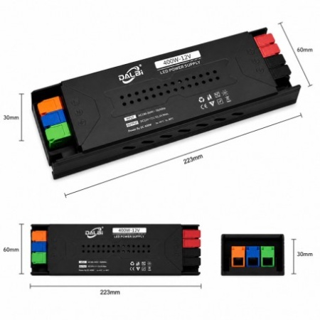 Sursa Alimentare LED 12V 400W 33.3A Slim cu Conectare Rapida Push-In, Carcasa Aluminiu - Img 3