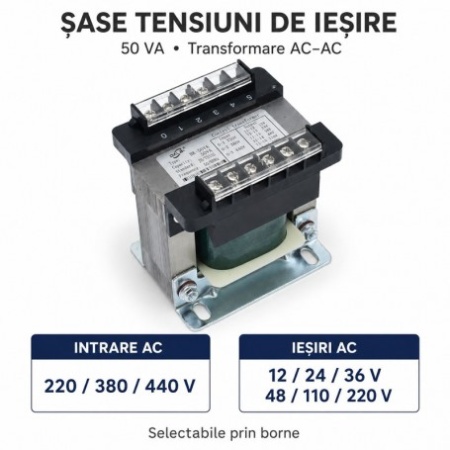 Transformator de Comanda BK-50VA 220/380/440V cu Iesiri Multiple - Img 2