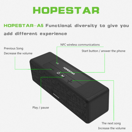 Boxa Cu Bluetooth,Usb,Card Micro Sd,FM Radio, AUX, HOPESTAR – A5 - Img 3