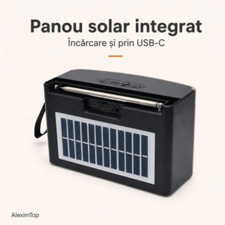 Boxă Portabilă Bluetooth cu Panou Solar, Radio FM SZ-L15 MINI - Img 3