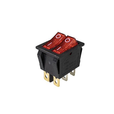 Buton comutator – intrerupator dublu – rosu , On / Off , Led