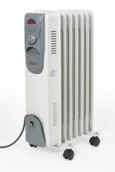 Calorifer electric ZILAN ZLN-2104, 7 elementi, Putere 1500 W, 3 trepte de putere, Termostat de siguranta, Termostat reglabil