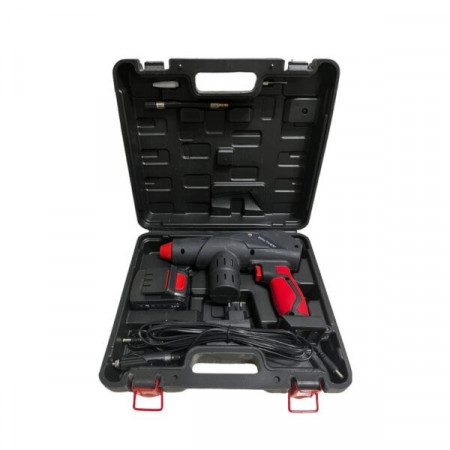 Compresor auto portabil cu lumina ,incarcator ,accesori ,un acumulator- 24v ,furtun -150mm ,manometru cu afisaj, viteza de umflare 30-60L minut ,greutate produs 1100g - Img 4