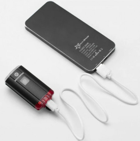 Far si stop pt casca ciclist, reincarcabil USB, lumina alba si rosie, 2 in 1 - Img 4