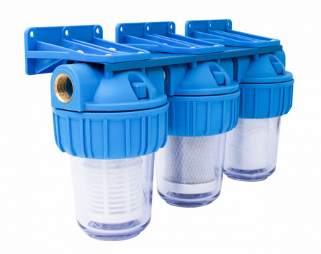 Filtru apa triplu cu sita, carbune, bumbac 3x3/4"x5" FF