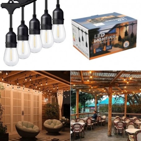 Ghirlanda Luminoasa cu Incarcare Solara, 5 metri cu 10 Becuri Led E27 Lumina Calda - Img 2