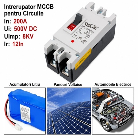 Intrerupator MCCB DC 2P 200A 500V pentru Panouri Fotovoltaice - Img 2