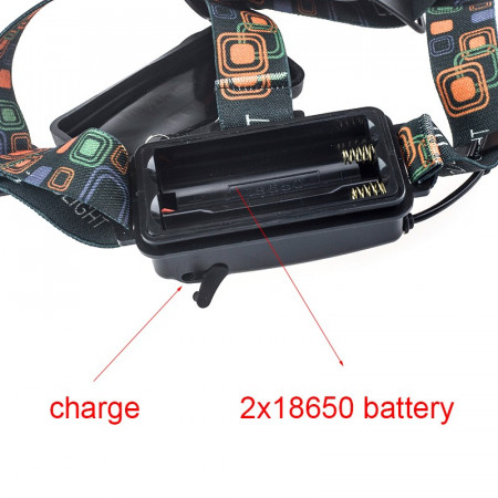 Lanterna De Cap Cu Acumulator 2XT6 Led CREE Lumina Alb/Verde - Img 2