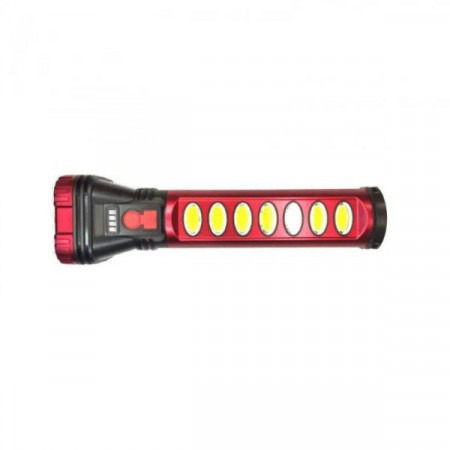 Lanterna portabila LED, Incarcare Solara sau USB, Lumina laterala COB, Nivel baterie, 24 cm, Culoare Rosu - Img 2