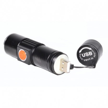 Mini lanterna LED metalica cu acumulator intern si incarcare USB - Img 3