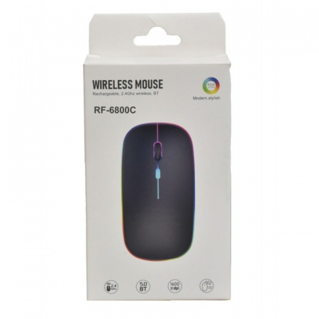 Mouse Optic RGB - Dual Mode Wireless 2,4Ghz & Bluetoth 5.0 / RF-6800C