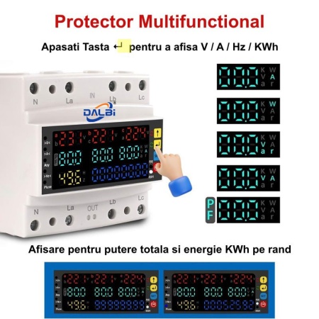 Protectie multifunctionala trifazica 100A - V/A/Hz/Kwh - Img 6