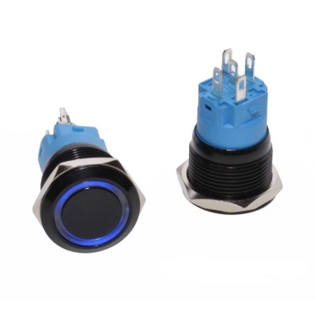 Push buton fara retinere 19mm / 12V cu LED: alb, albastru, verde, negru sau rosu - Img 3