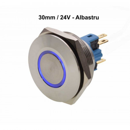 Push buton metalic 30mm / 24V cu led rosu, albastru sau verde - Img 4