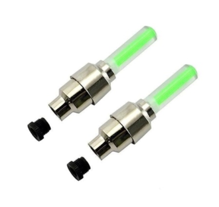 Set 2 lumini pentru valva rotii bicicletei, culoare verde