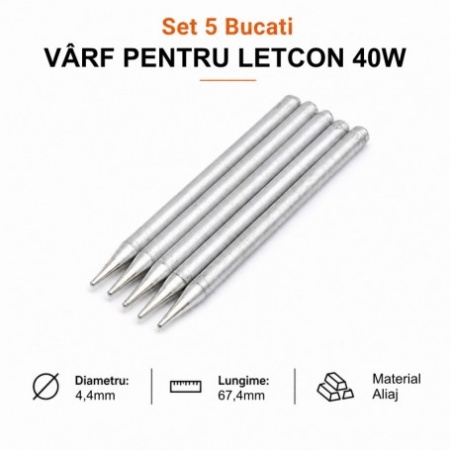 Set 5 Bucati Varfuri pentru Letcon Electric 40W, 4.4mm x 67.4mm - Img 2