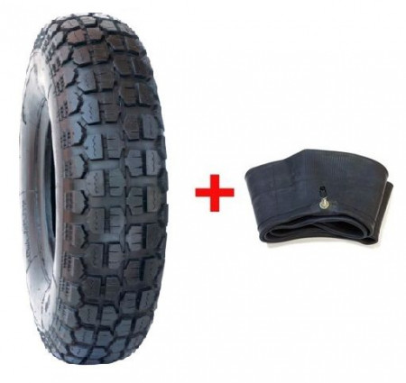 Set cauciuc si camera roaba 4.00-8 mixt 4 PR dungi rosu si albastru